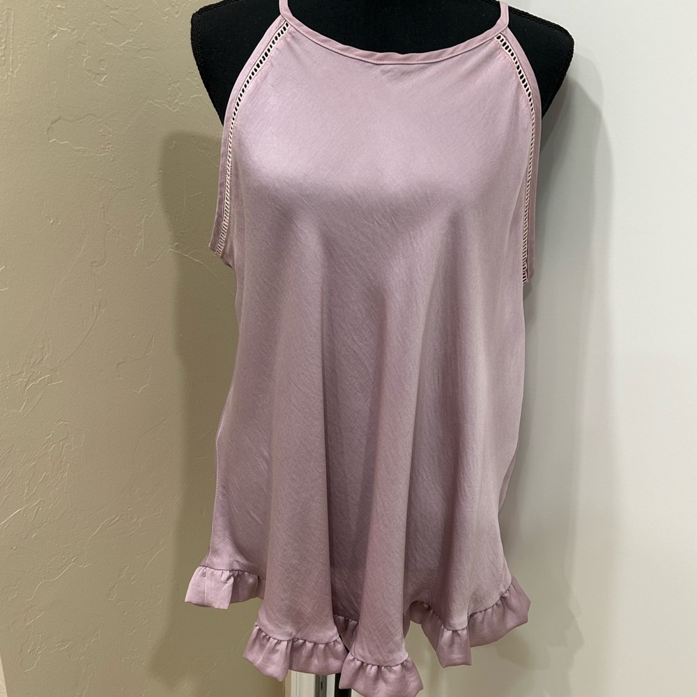 Umgee Mauve Ruffle Hem Silky Top